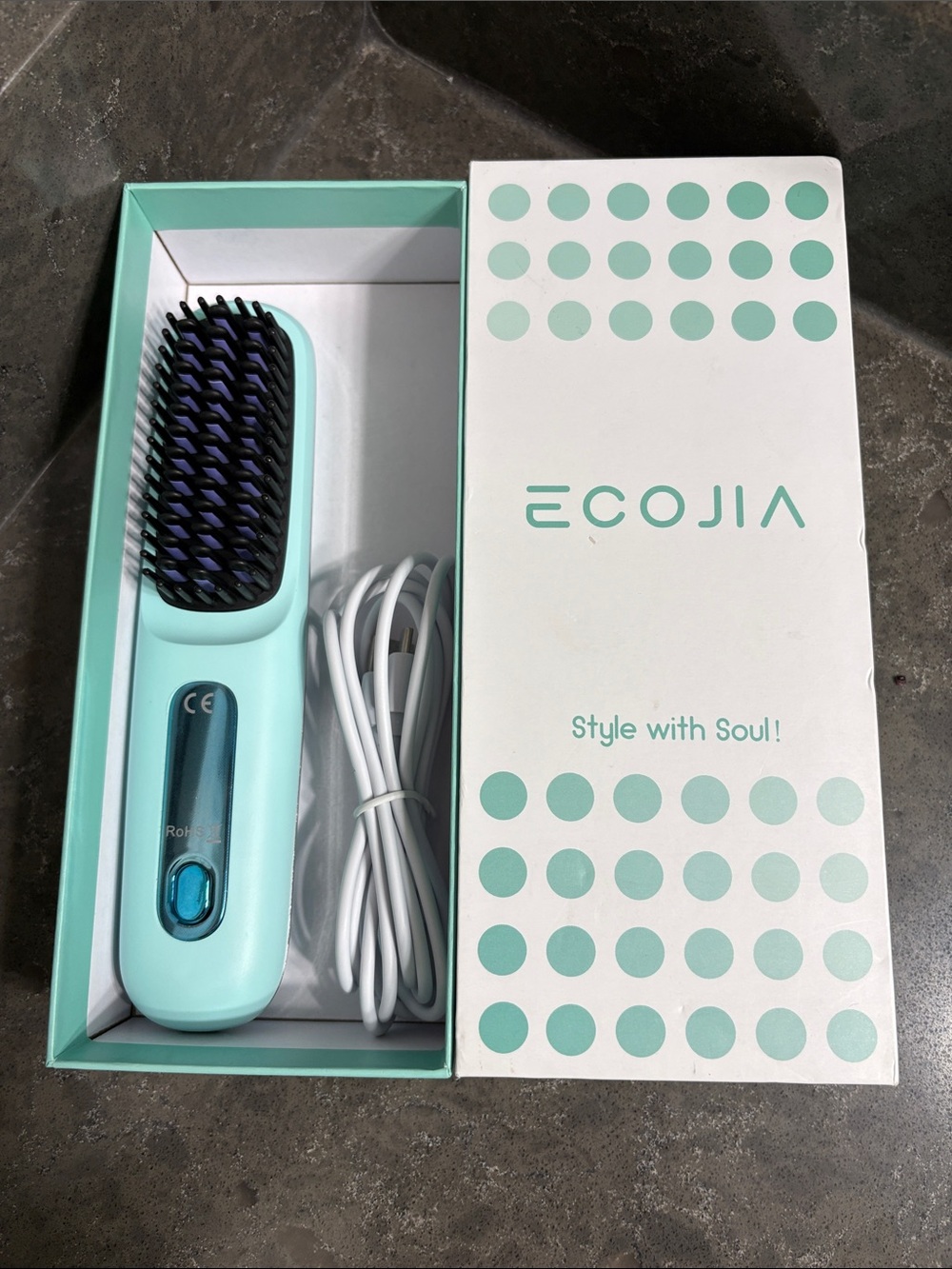 Mint Green Cordless Heated Hair Brush